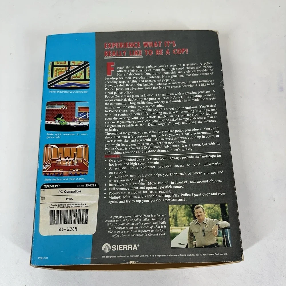 Police Quest Pursuit of Death Angel‎ (PC, US) Adventure Sierra Big Box NO DISCS